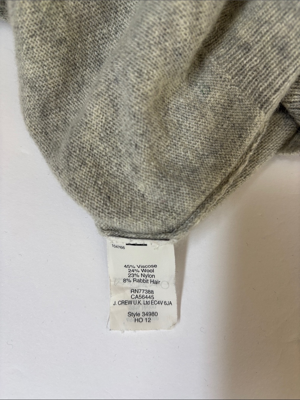 J crew Wool Rabbit Hair Blend Pear Gray Crewneck Sweater Embroidered Women’s XS - Picture 4 of 11